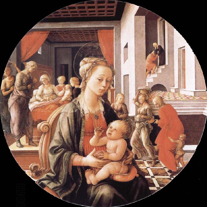 Fra Filippo Lippi Madonna and Son with histories of the life of Holy Ana China oil painting art